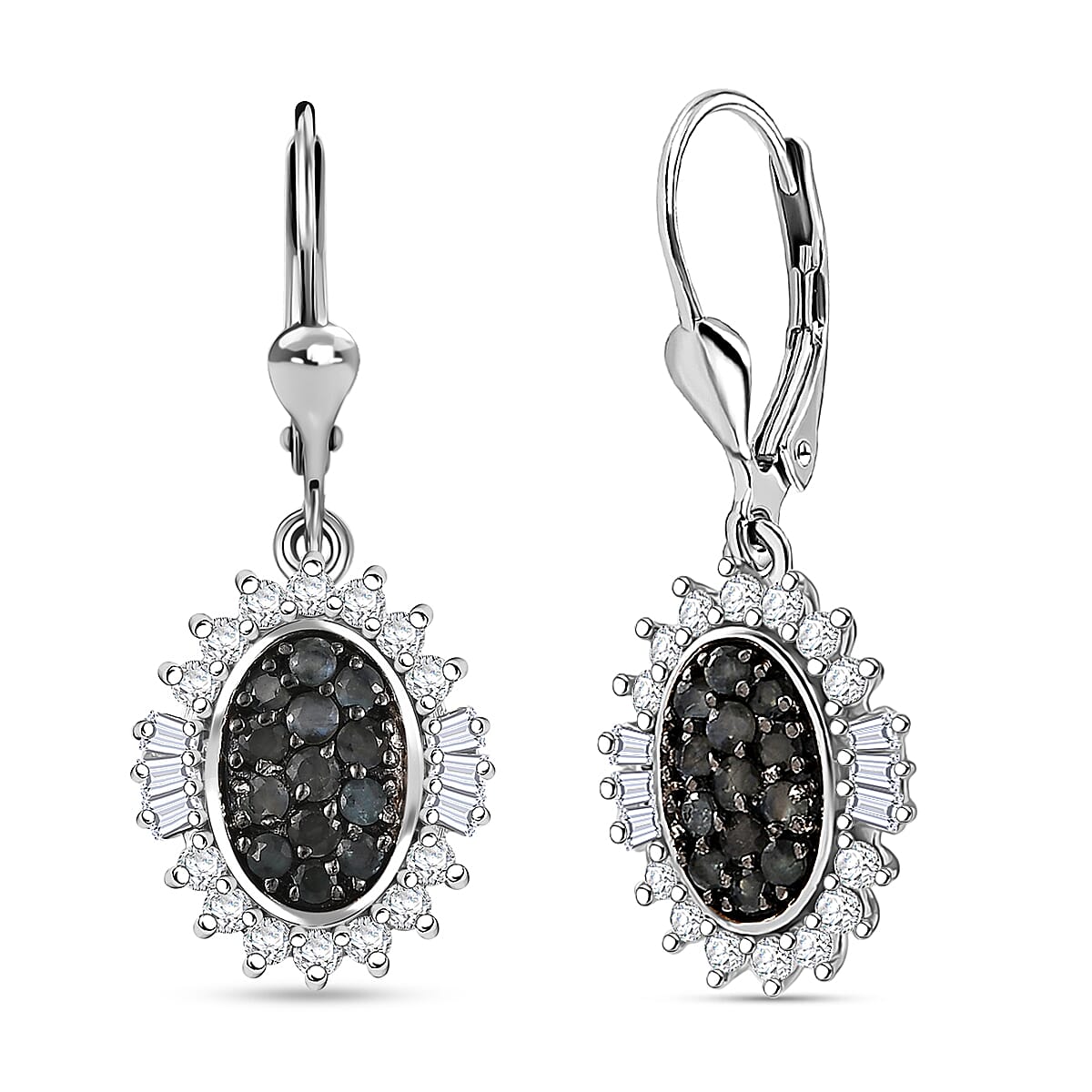 D’Joy Narsipatnam Alexandrite and Moissanite 2.00 ctw Sunburst Majesty Earrings in Rhodium Over Sterling Silver image number 0