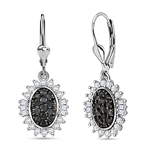D’Joy Narsipatnam Alexandrite and Moissanite 2.00 ctw Sunburst Majesty Earrings in Rhodium Over Sterling Silver