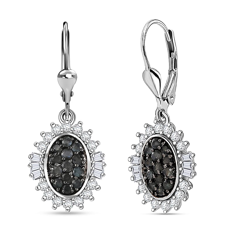 D’Joy Narsipatnam Alexandrite and Moissanite 2.00 ctw Sunburst Majesty Earrings in Rhodium Over Sterling Silver