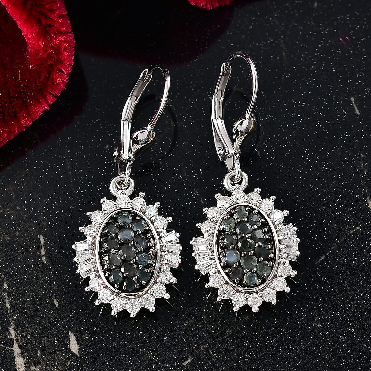 D’Joy Narsipatnam Alexandrite and Moissanite 2.00 ctw Sunburst Majesty Earrings in Rhodium Over Sterling Silver image number 1