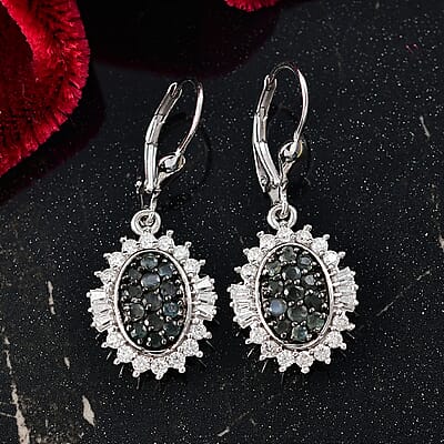 D’Joy Narsipatnam Alexandrite and Moissanite 2.00 ctw Sunburst Majesty Earrings in Rhodium Over Sterling Silver