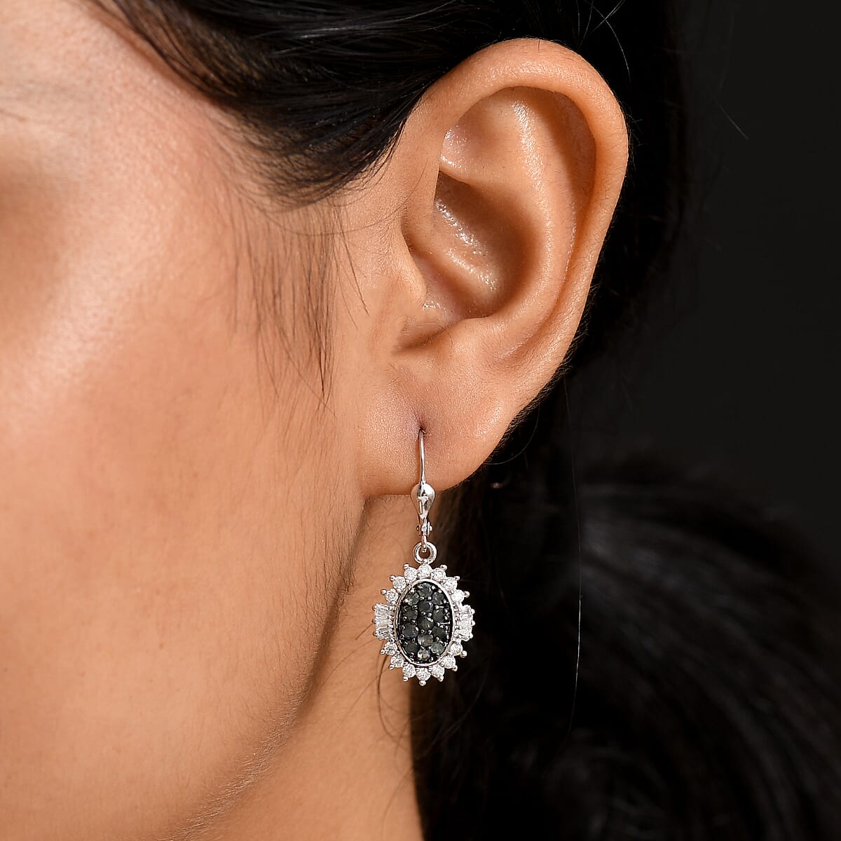 D’Joy Narsipatnam Alexandrite and Moissanite 2.00 ctw Sunburst Majesty Earrings in Rhodium Over Sterling Silver image number 2