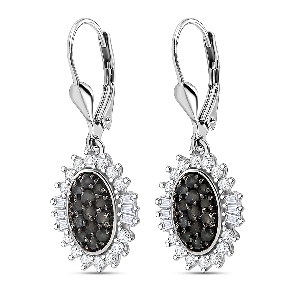 D’Joy Narsipatnam Alexandrite and Moissanite 2.00 ctw Sunburst Majesty Earrings in Rhodium Over Sterling Silver image number 3