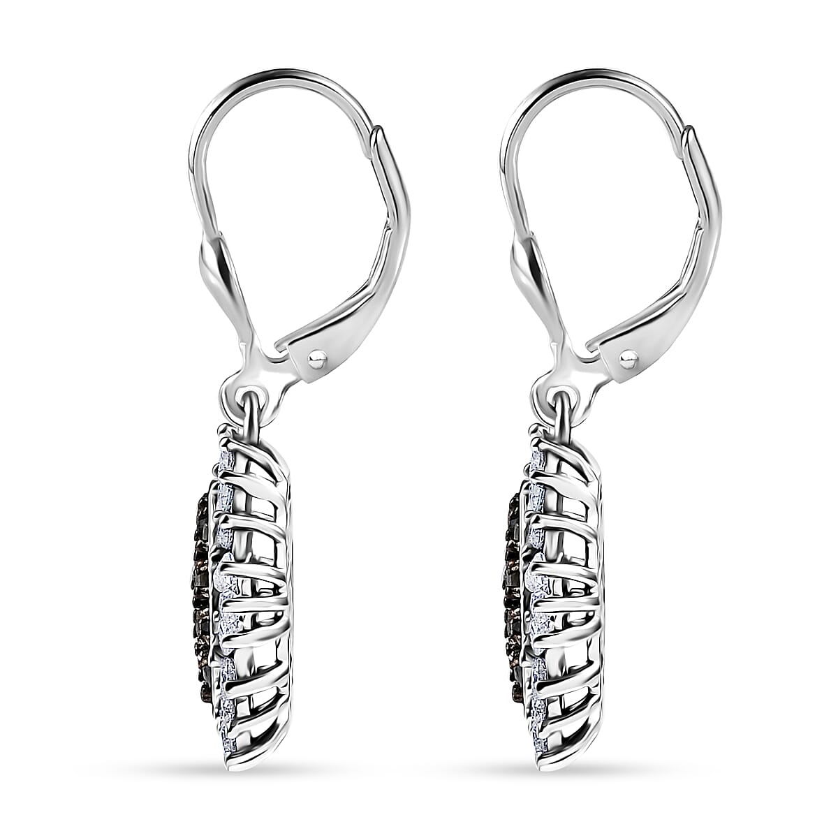 D’Joy Narsipatnam Alexandrite and Moissanite 2.00 ctw Sunburst Majesty Earrings in Rhodium Over Sterling Silver image number 4