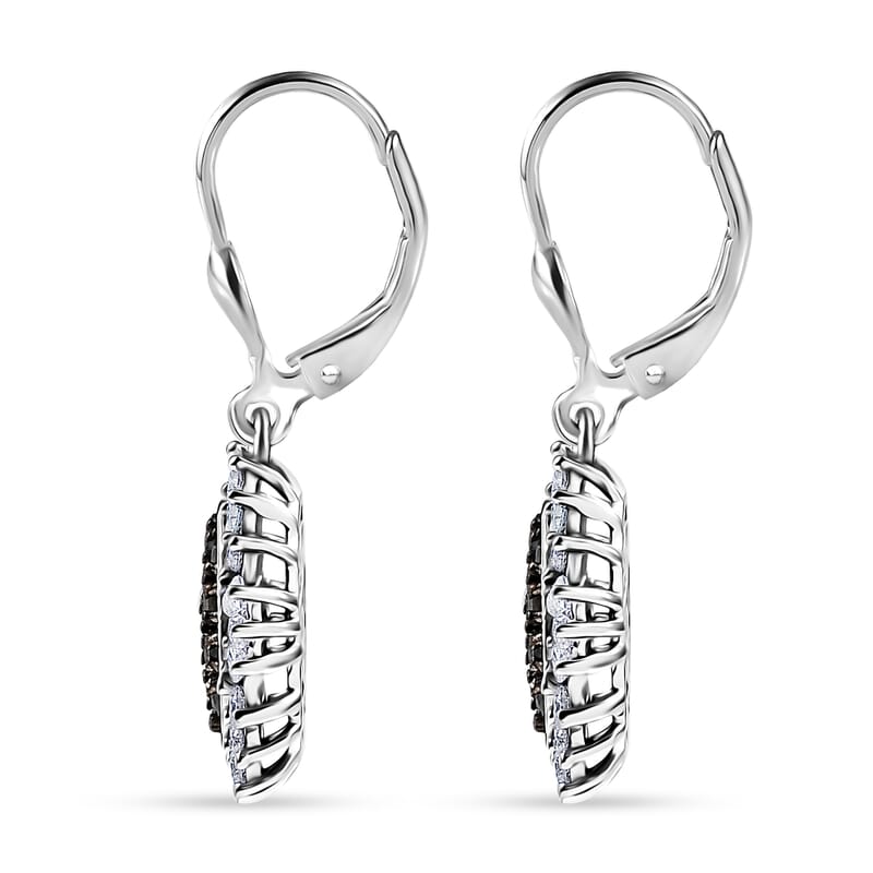 D’Joy Narsipatnam Alexandrite and Moissanite 2.00 ctw Sunburst Majesty Earrings in Rhodium Over Sterling Silver