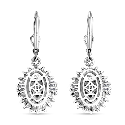 D’Joy Narsipatnam Alexandrite and Moissanite 2.00 ctw Sunburst Majesty Earrings in Rhodium Over Sterling Silver