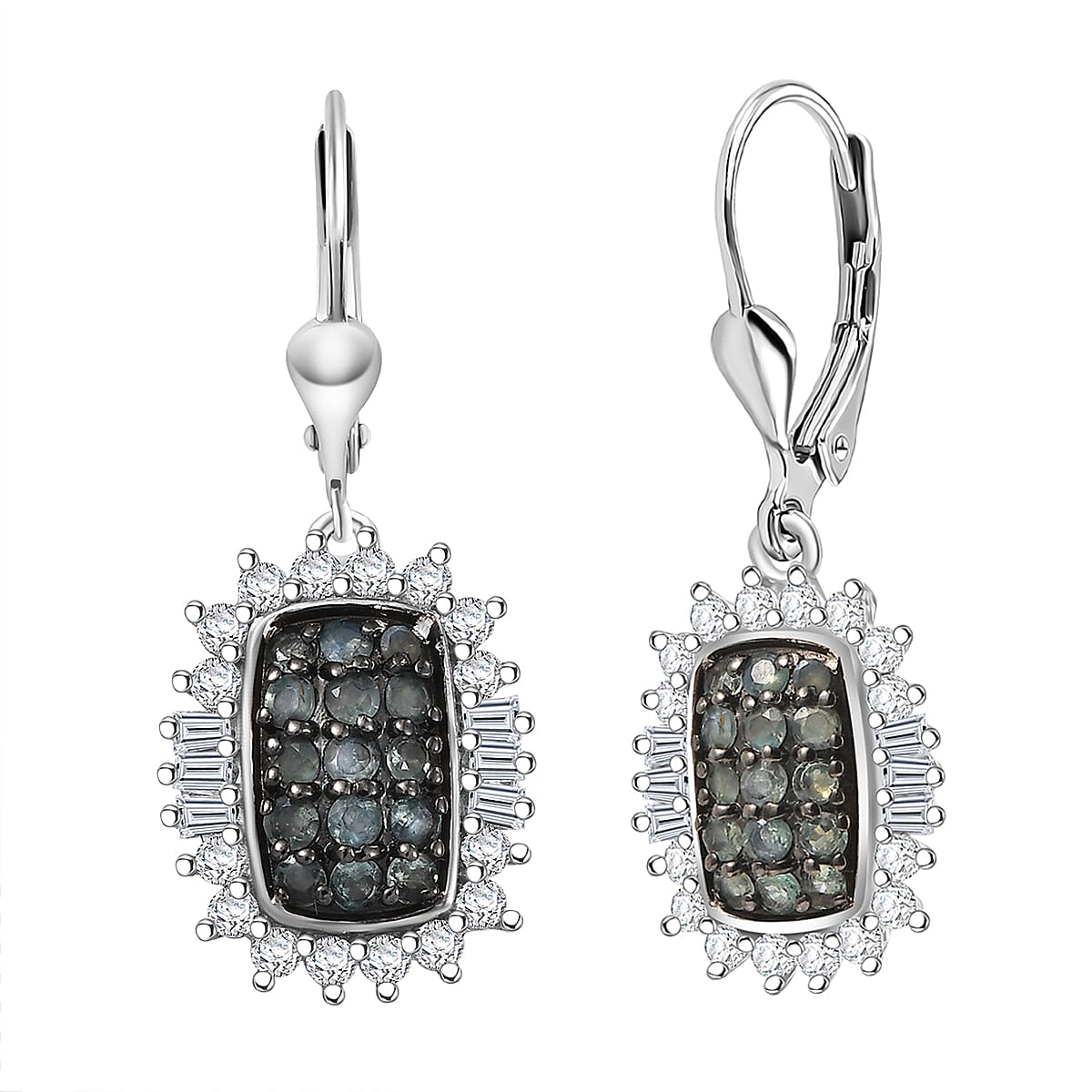 D'Joy Narsipatnam Alexandrite and Moissanite 2.10 ctw Earrings in Rhodium Over Sterling Silver image number 0