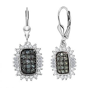 D'Joy Narsipatnam Alexandrite and Moissanite 2.10 ctw Sunburst Majesty Earrings in Rhodium Over Sterling Silver
