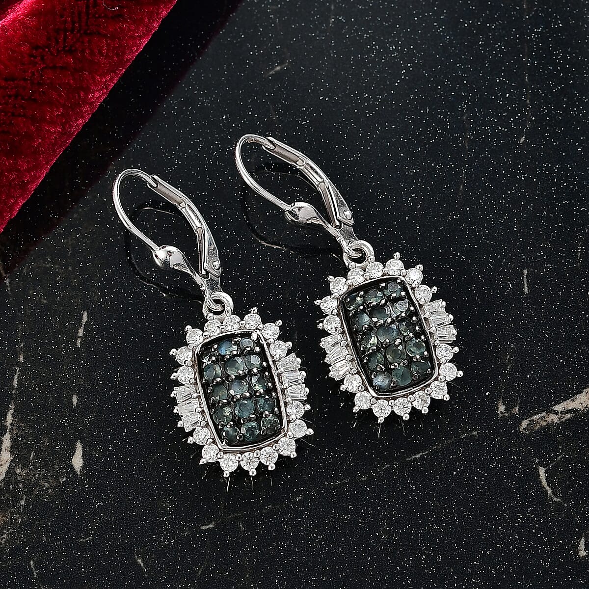 D'Joy Narsipatnam Alexandrite and Moissanite 2.10 ctw Earrings in Rhodium Over Sterling Silver image number 1