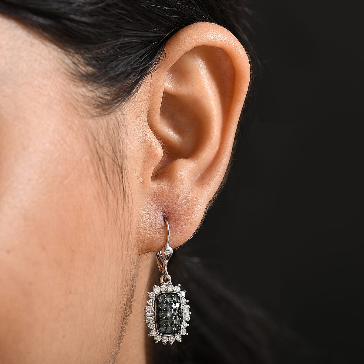 D'Joy Narsipatnam Alexandrite and Moissanite 2.10 ctw Earrings in Rhodium Over Sterling Silver image number 2