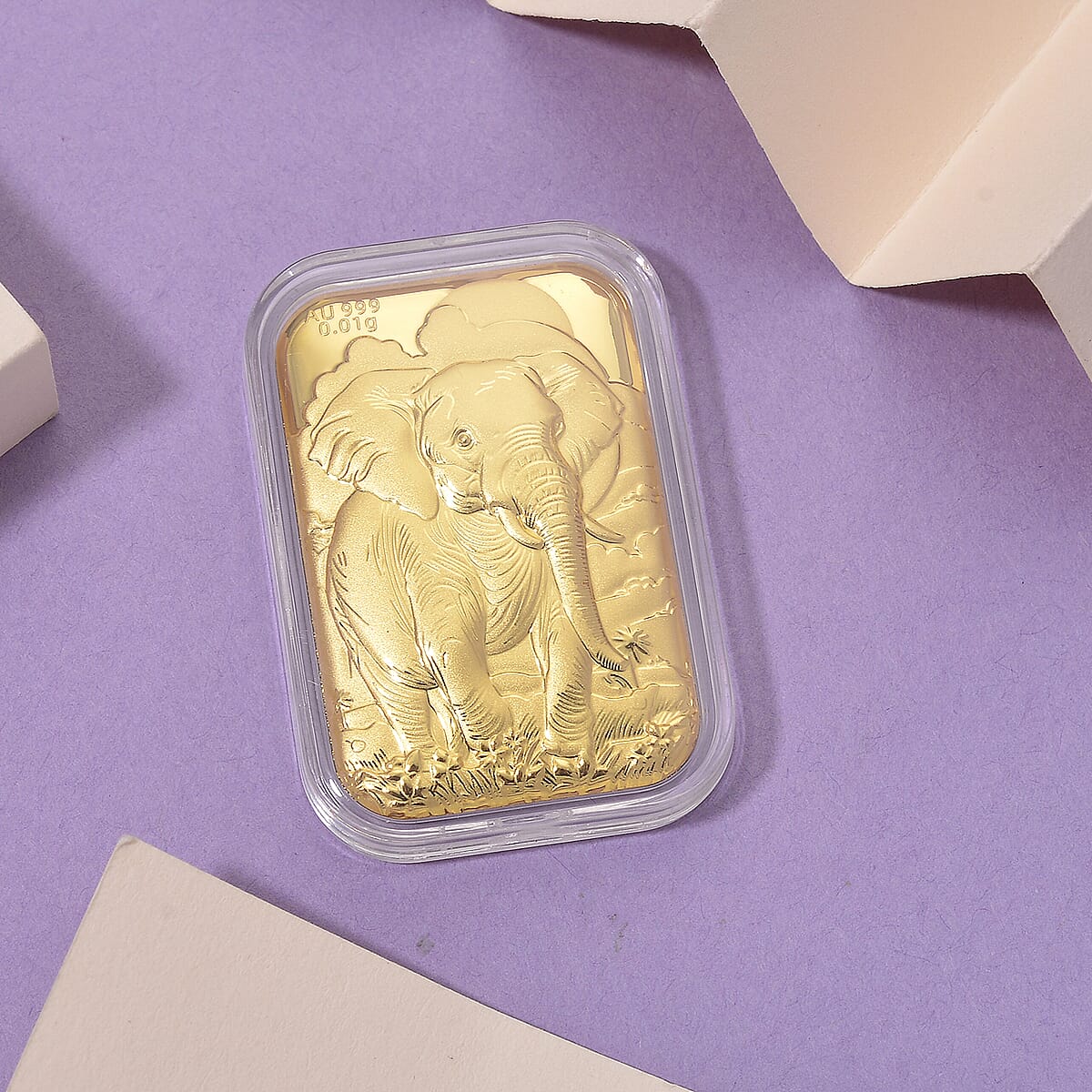 24K Yellow Gold Elephant Embossed Sheet 10mg image number 1