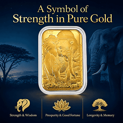24K Gold Royal Elephant – Strength & Wisdom Embossed Sheet 31x45.5mm 10mg - Product card gallery slide 3 (10178159247673)