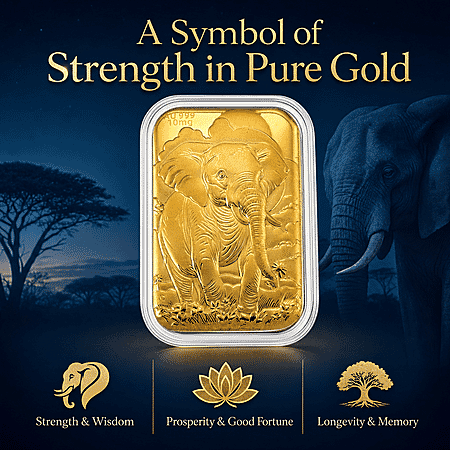 24K Gold Royal Elephant – Strength & Wisdom Embossed Sheet 31x45.5mm 10mg - Product card gallery slide 3 (10178159247673)