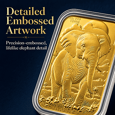 24K Gold Royal Elephant – Strength & Wisdom Embossed Sheet 31x45.5mm 10mg - Product card gallery slide 4 (10178159247673)