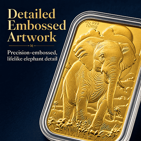 24K Gold Royal Elephant – Strength & Wisdom Embossed Sheet 31x45.5mm 10mg - Product card gallery slide 4 (10178159247673)