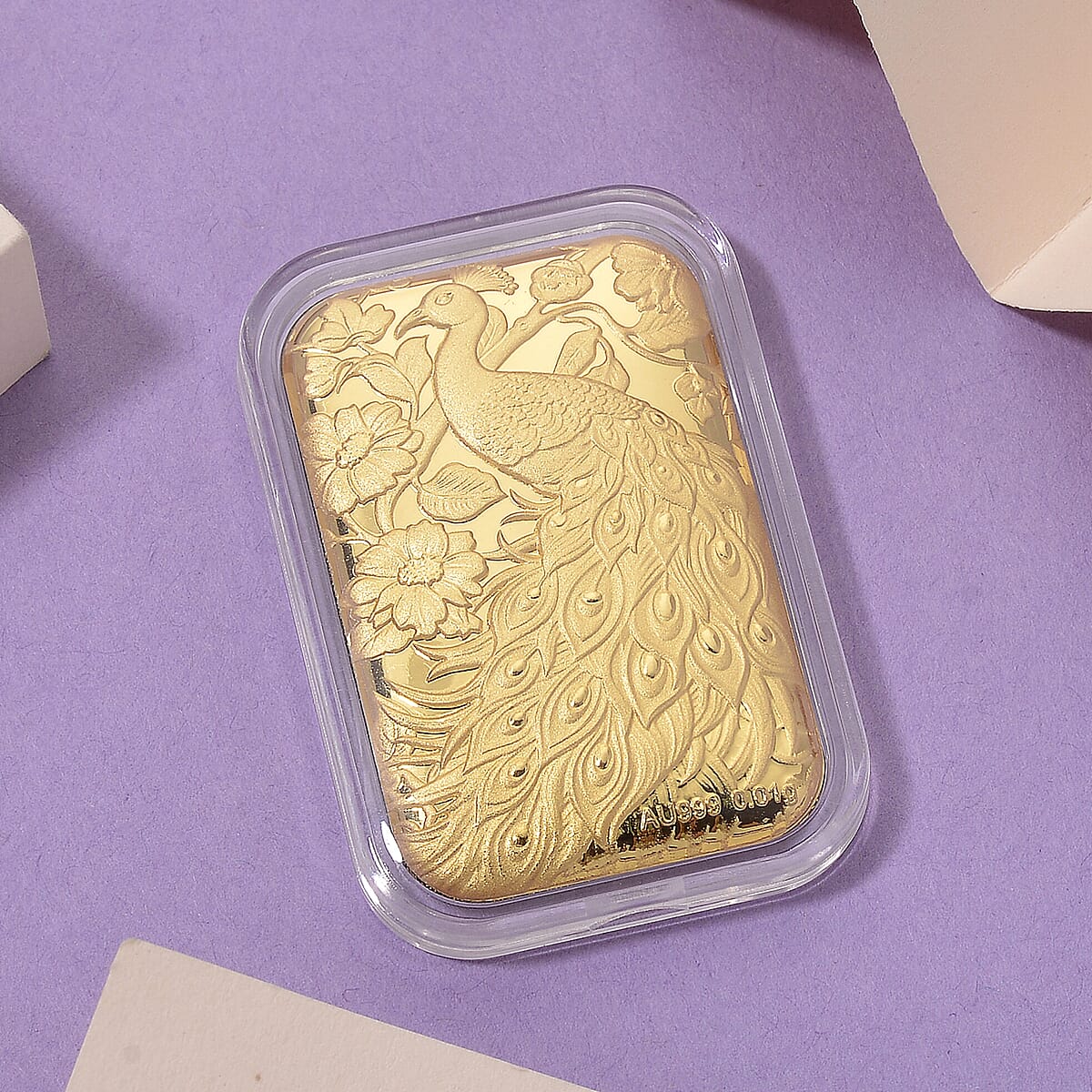 24K Yellow Gold Peacock Embossed Sheet 10mg image number 1