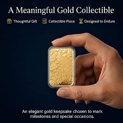 24K Yellow Gold Peacock Embossed Sheet 10mg