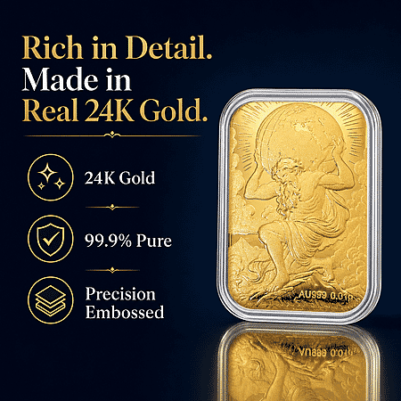 24K Yellow Gold Atlas Embossed Sheet 10mg - Product card gallery slide 2 (10178159116601)
