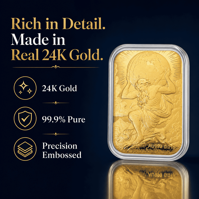 24K Yellow Gold Atlas Embossed Sheet 10mg