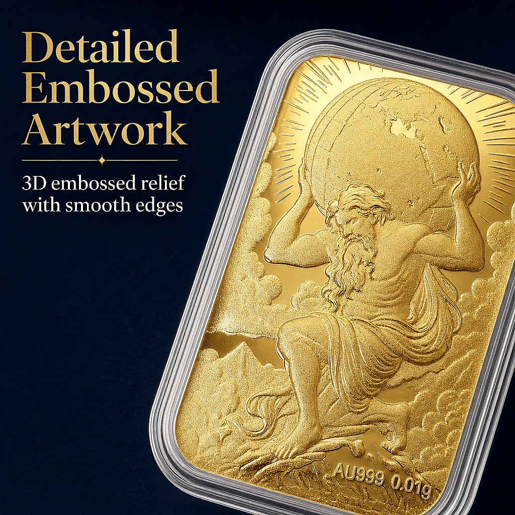 24K Yellow Gold Atlas Embossed Sheet 10mg