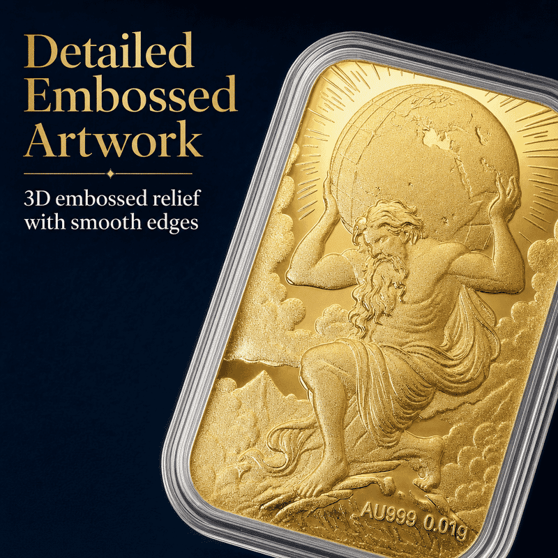 24K Yellow Gold Atlas Embossed Sheet 10mg