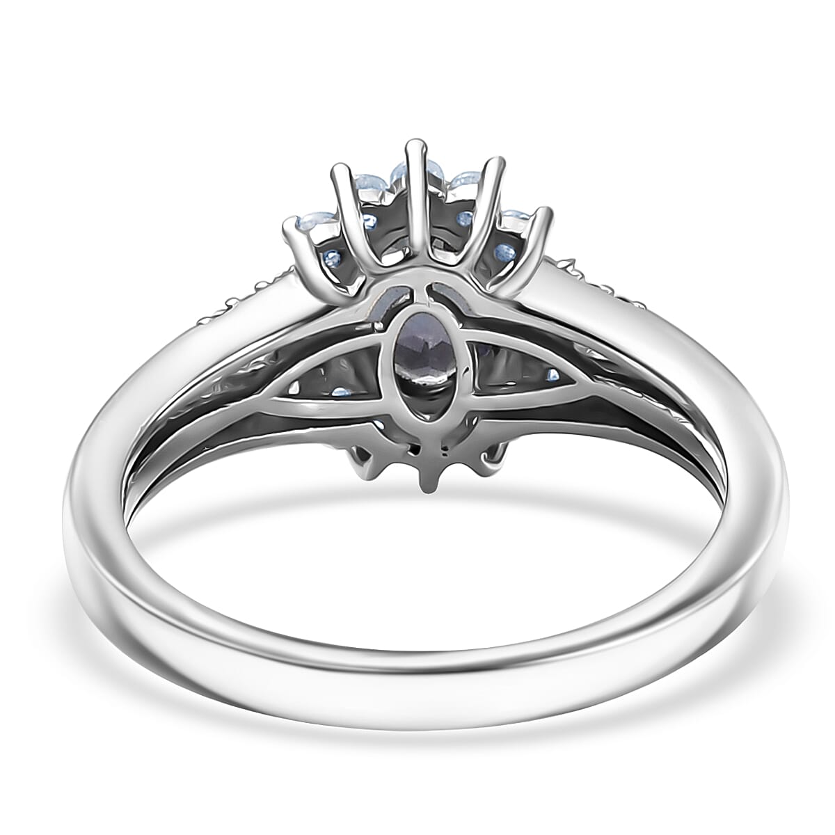 Luxuriant AAA Lab Grown Alexandrite and White Zircon 1.60 ctw Midnight Whisper Ring in Rhodium Over Sterling Silver (Size 9.0) image number 4