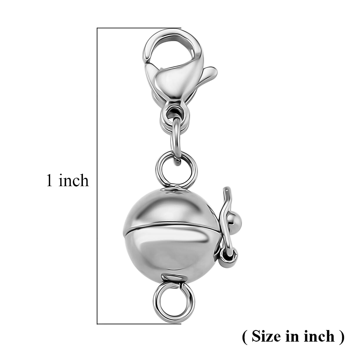 8mm Magnetic Lock with 9mm Lobster Clasp in Stainless Steel image number 3
