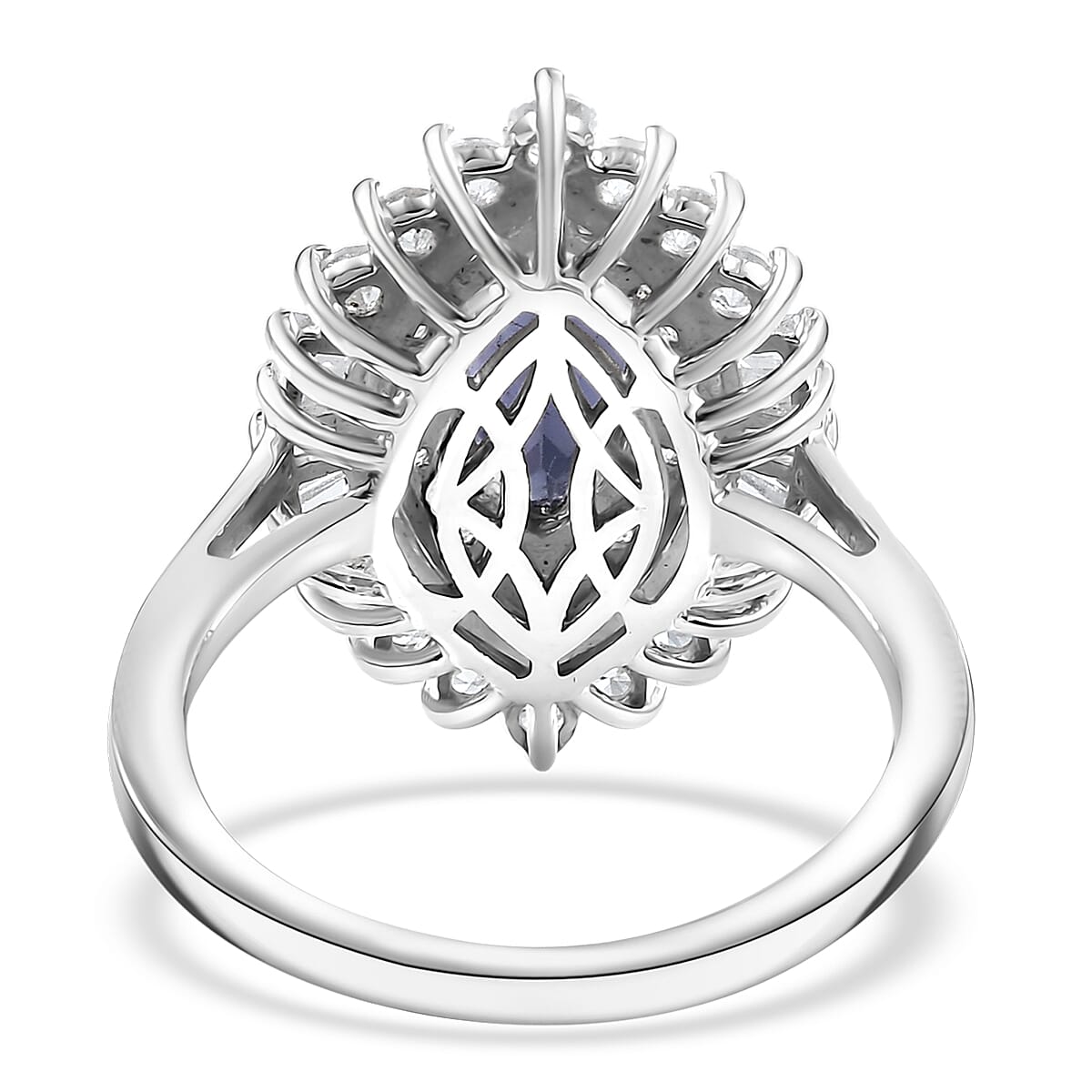 D'Joy Catalina Iolite and White Zircon 2.50 ctw Starlit Grace Ring in Rhodium Over Sterling Silver (Size 10.0)