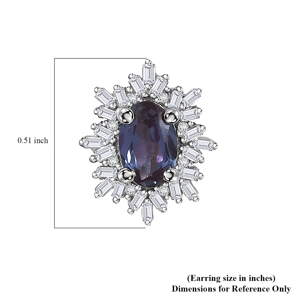 Luxuriant Premium Lab Grown Alexandrite and Diamond 1.30 ctw Twilight Bloom Earrings in Rhodium Over Sterling Silver