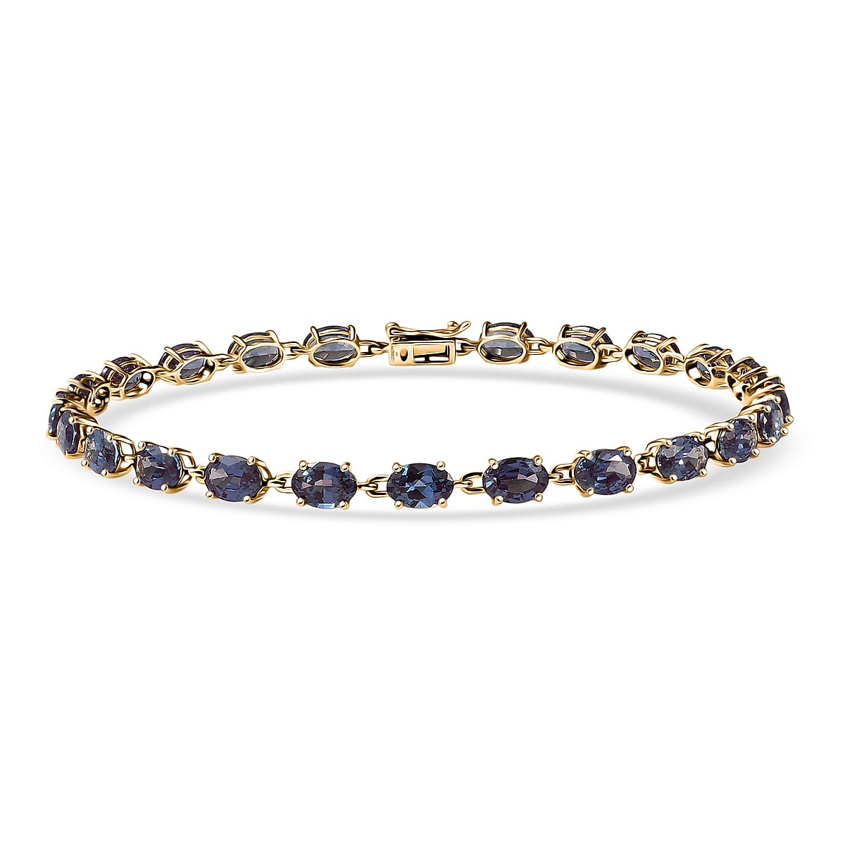 Luxuriant AAA Lab Grown Alexandrite 10.25 ctw Golden Eclipse Bracelet in 10K Yellow Gold (6.50 In) image number 0