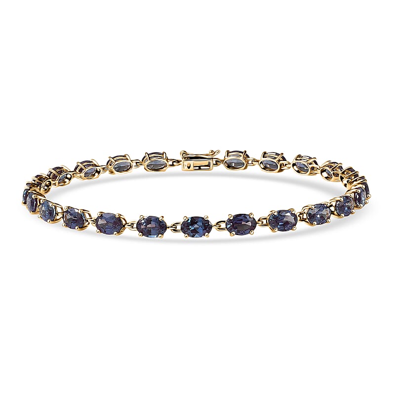 Luxuriant AAA Lab Grown Alexandrite 10.25 ctw Golden Eclipse Bracelet in 10K Yellow Gold (6.50 In)