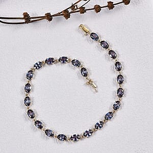 Luxuriant AAA Lab Grown Alexandrite 10.25 ctw Golden Eclipse Bracelet in 10K Yellow Gold (6.50 In)