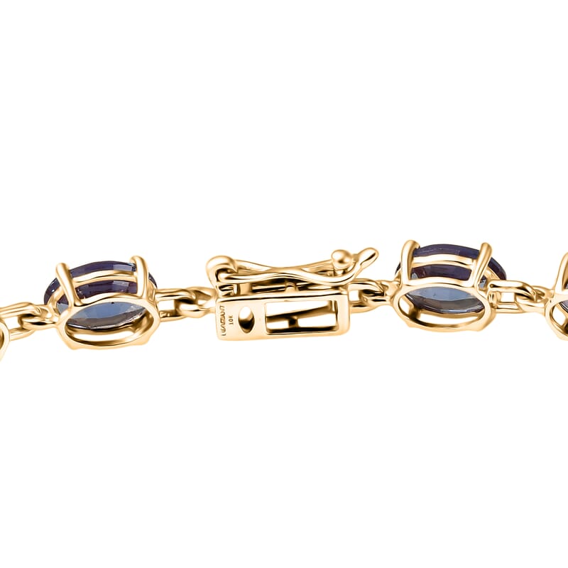 Luxuriant AAA Lab Grown Alexandrite 10.25 ctw Golden Eclipse Bracelet in 10K Yellow Gold (6.50 In)