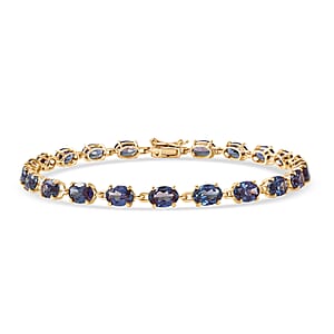 Luxuriant AAA Lab Grown Alexandrite 11.35 ctw Golden Eclipse Bracelet in 10K Yellow Gold (7.25 In)