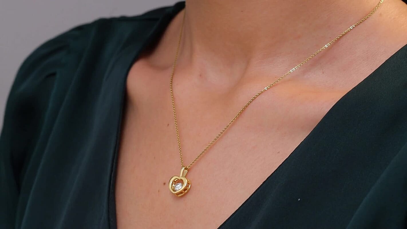 D'Joy Moissanite (Rnd 5mm) Heart Pendant without Chain in 18K Vermeil YG Over Sterling Silver 0.40 ctw