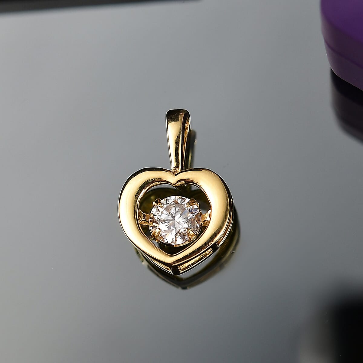 D'Joy Moissanite 0.40 ctw Heart Pendant without Chain in 18K Vermeil Yellow Gold Over Sterling Silver image number 1