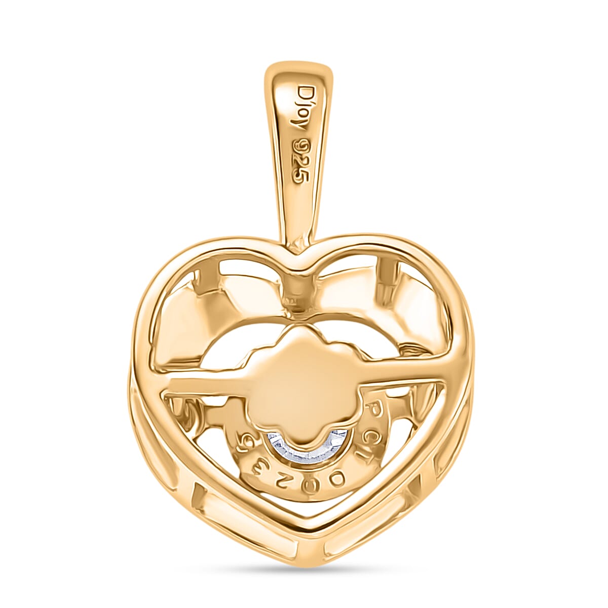 D'Joy Moissanite (Rnd 5mm) Heart Pendant without Chain in 18K Vermeil YG Over Sterling Silver 0.40 ctw