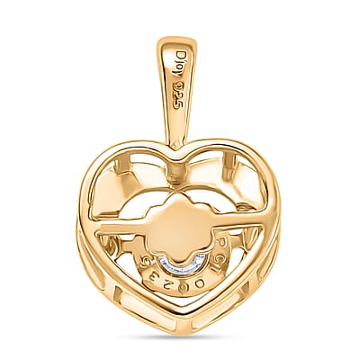 D'Joy Moissanite 0.40 ctw Heart Pendant without Chain in 18K Vermeil Yellow Gold Over Sterling Silver