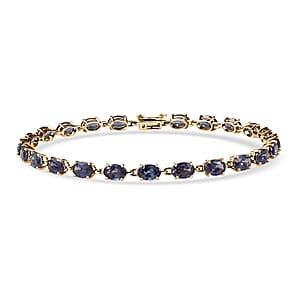 Luxuriant AAA Lab Grown Alexandrite 12.40 ctw Golden Eclipse Bracelet in 10K Yellow Gold (8.00 In)