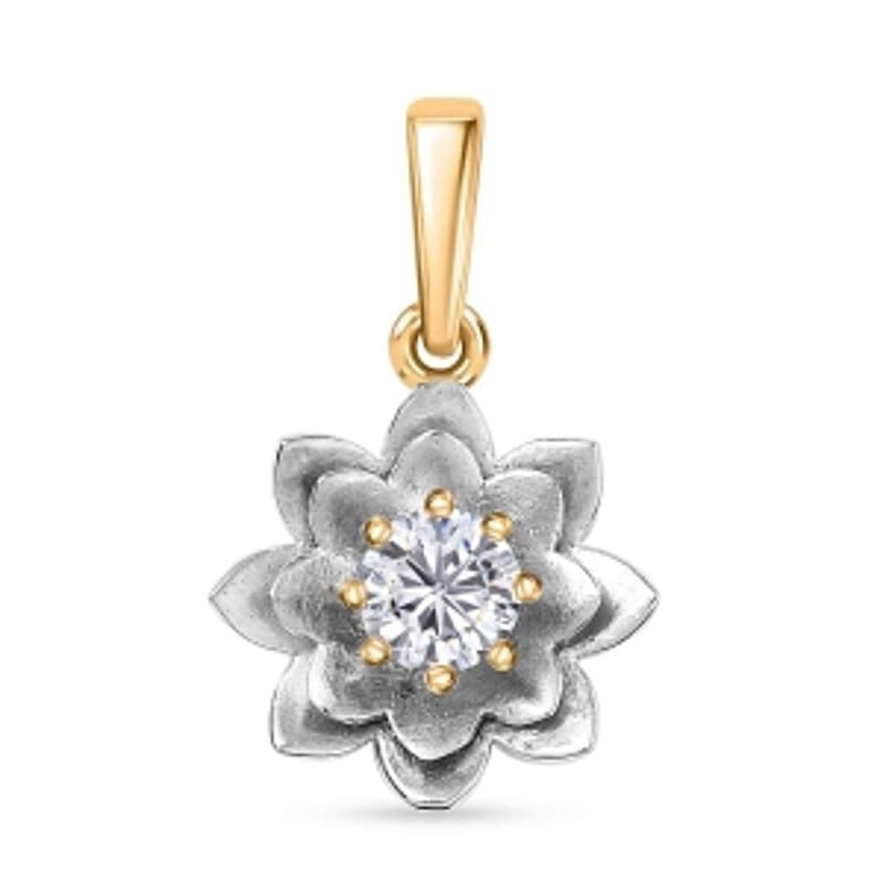 Moissanite Floral 0.40 ctw Pendant in Vermeil YG Over Sterling Silver