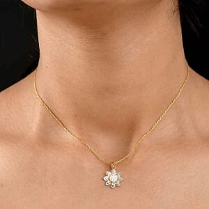 Moissanite Floral 0.40 ctw Pendant in Vermeil YG Over Sterling Silver