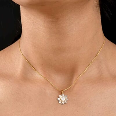 Moissanite Floral 0.40 ctw Pendant in Vermeil YG Over Sterling Silver