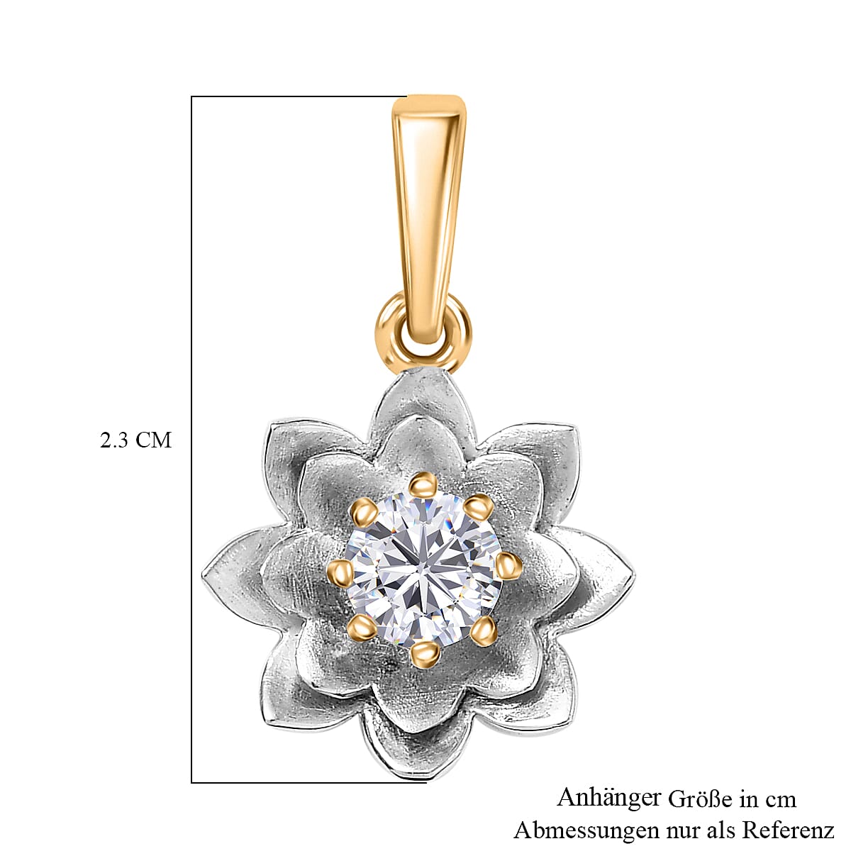 D'Joy Moissanite 0.40 ctw Floral Pendant without Chain in Rhodium Over and 18K Vermeil YG Over Sterling Silver image number 5