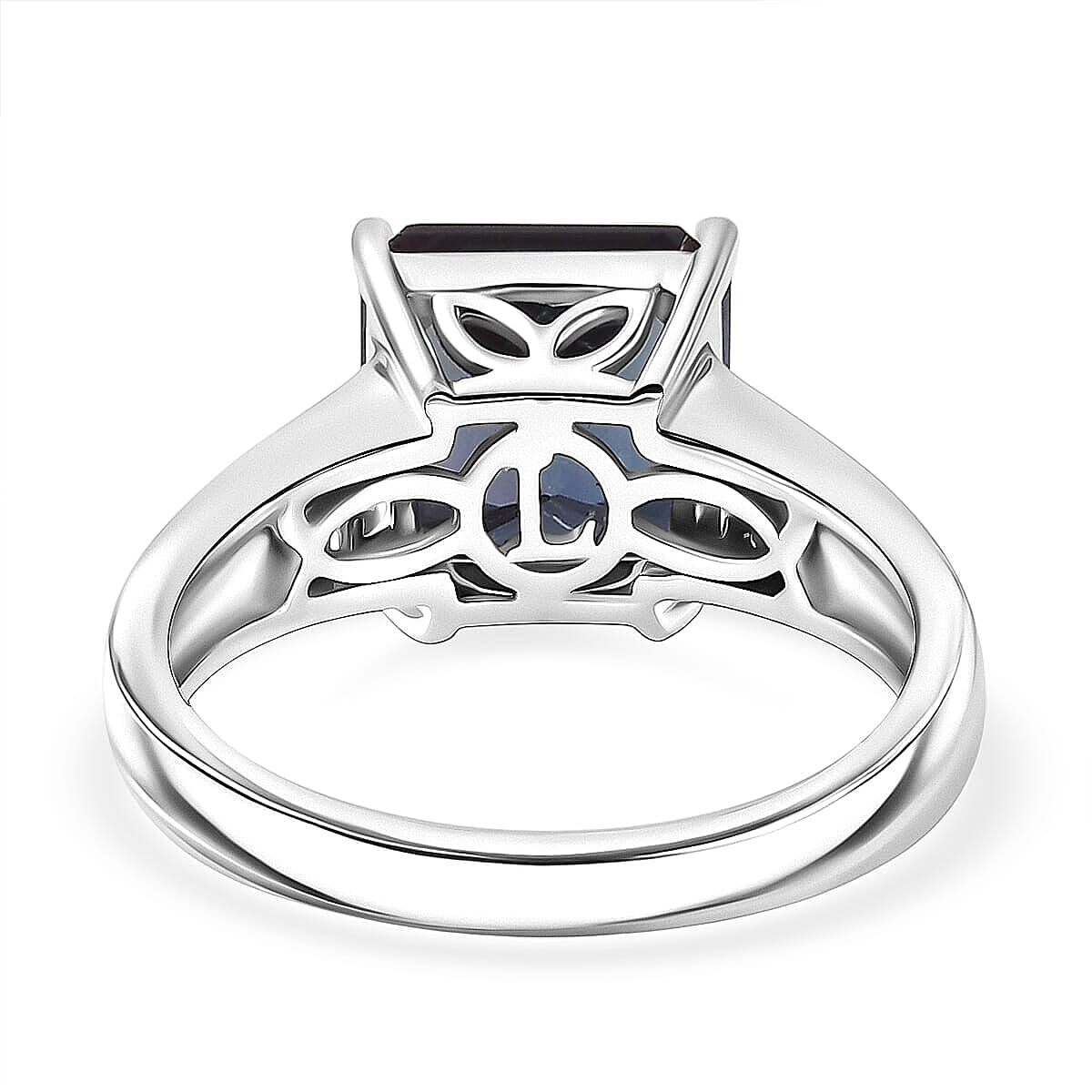 Luxuriant AAA Lab Grown Alexandrite and E-F VS Lab Grown Diamond 4.50 ctw Twilight Regent Ring in 10K White Gold (Size 10.0) 4.3 Grams image number 4