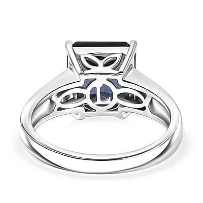 Luxuriant AAA Lab Grown Alexandrite and E-F VS Lab Grown Diamond 4.50 ctw Ring in 10K White Gold (Size 8.0) 4.10 Grams
