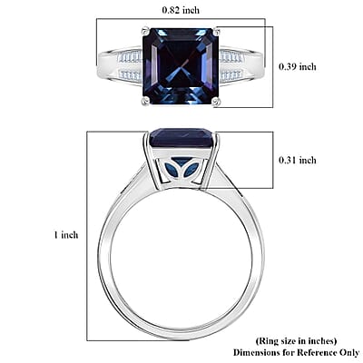 Luxuriant AAA Lab Grown Alexandrite and E-F VS Lab Grown Diamond 4.50 ctw Ring in 10K White Gold (Size 8.0) 4.10 Grams