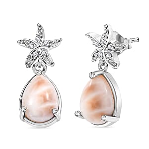 D&rsquo;Joy Premium Natrolite and White Zircon 2.30 ctw Earrings in Rhodium Over Sterling Silver