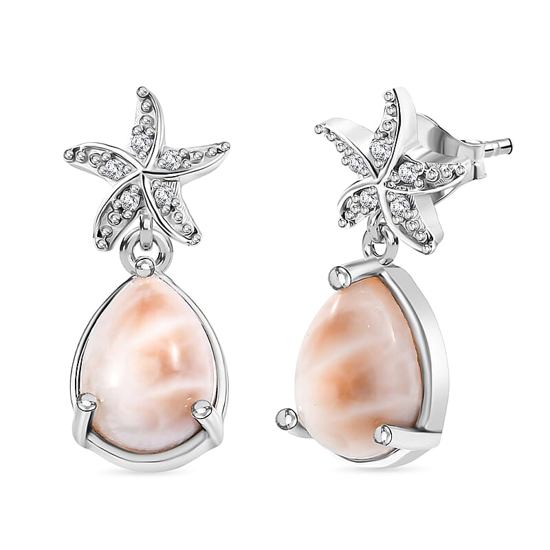 D’Joy Premium Natrolite and White Zircon 2.30 ctw Earrings in Rhodium Over Sterling Silver