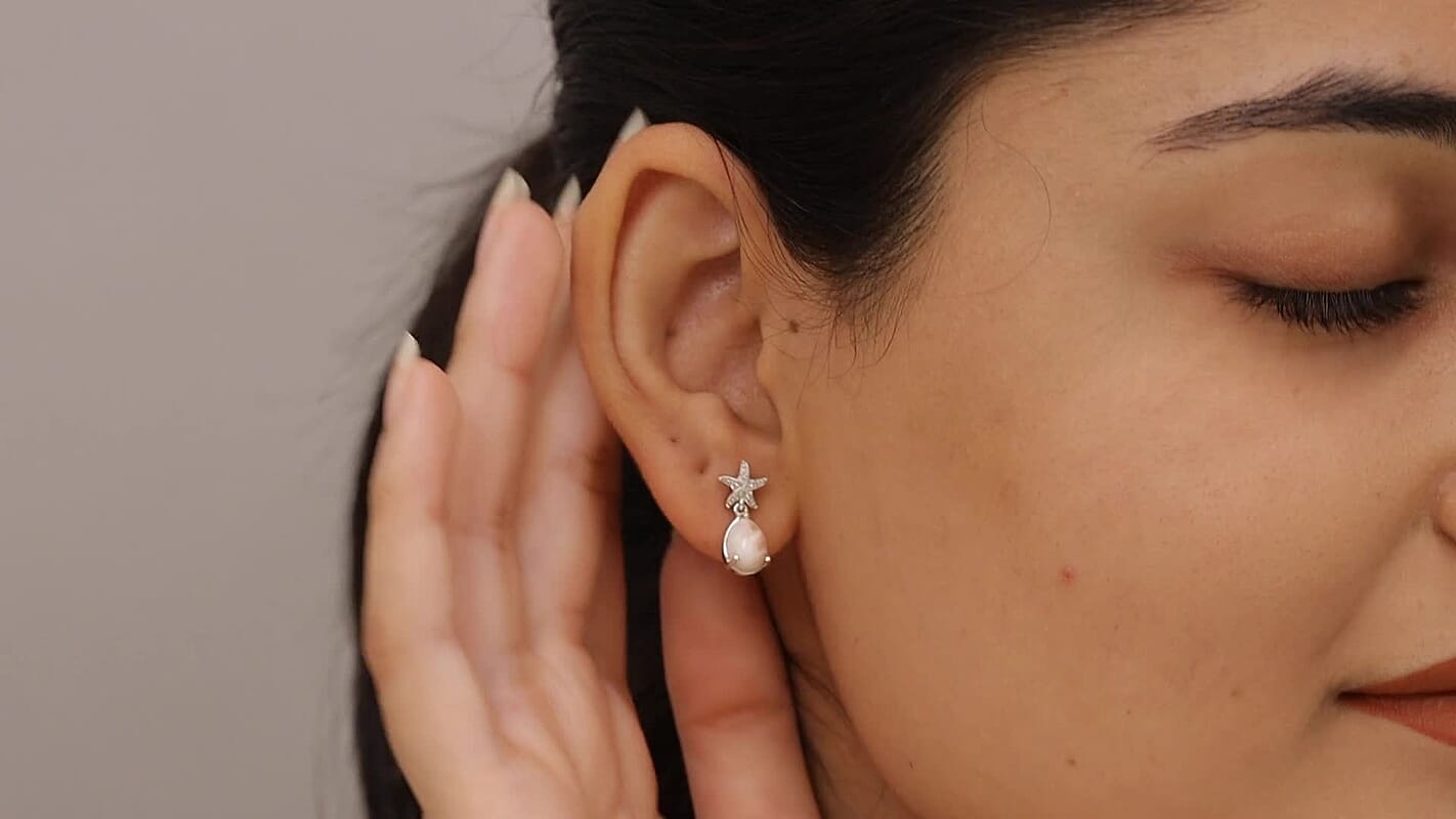 D’Joy Premium Natrolite and White Zircon 2.30 ctw Earrings in Rhodium Over Sterling Silver