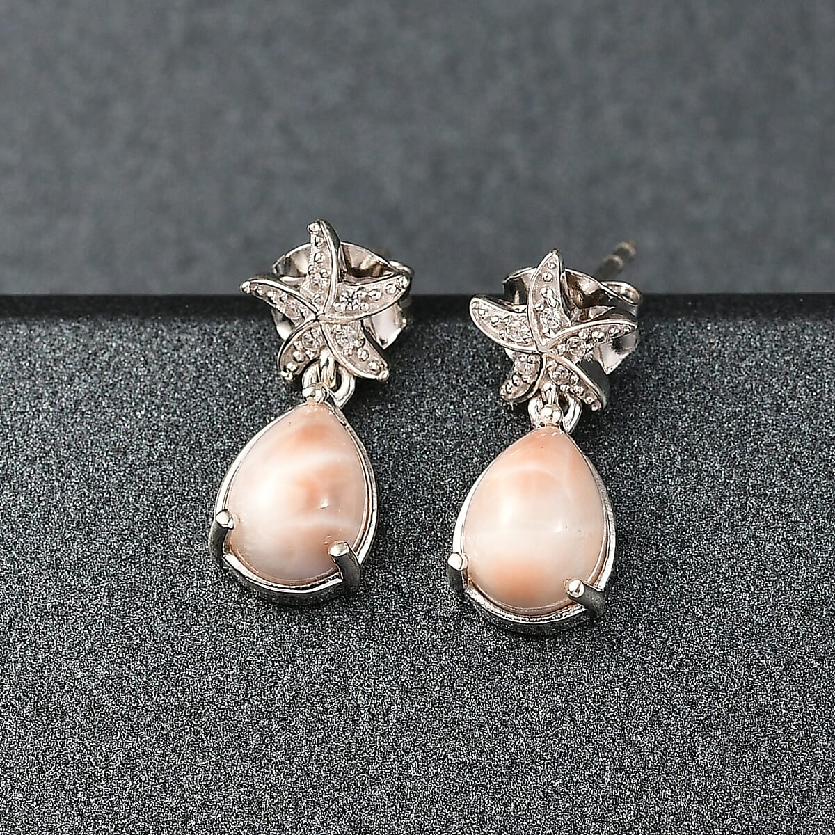 D&rsquo;Joy Premium Natrolite and White Zircon 2.30 ctw Earrings in Rhodium Over Sterling Silver image number 1